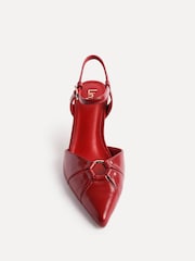 Linzi Red Pivot Stiletto Court Heels With Eyelet Front Detail - Image 5 of 6