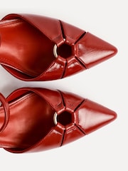 Linzi Red Pivot Stiletto Court Heels With Eyelet Front Detail - Image 6 of 6