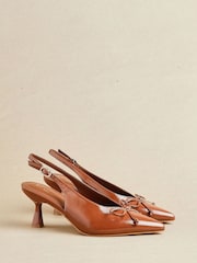 Linzi Brown Ribbon Slingback Courts Heel With Front Bow Detail - Image 1 of 6