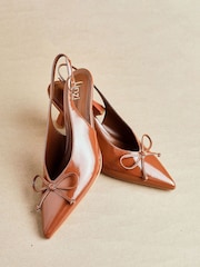 Linzi Brown Ribbon Slingback Courts Heel With Front Bow Detail - Image 2 of 6