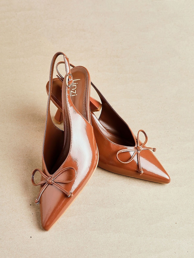 Linzi Brown Ribbon Slingback Courts Heel With Front Bow Detail - Image 2 of 6
