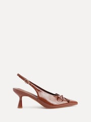 Linzi Brown Ribbon Slingback Courts Heel With Front Bow Detail - Image 3 of 6