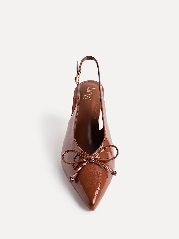 Linzi Brown Ribbon Slingback Courts Heel With Front Bow Detail - Image 6 of 6