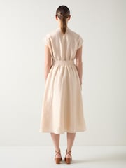 Vestido utilitário com cinto LK Bennett Fran Pale Stone em mistura de linho - Imagem 2 de 4
