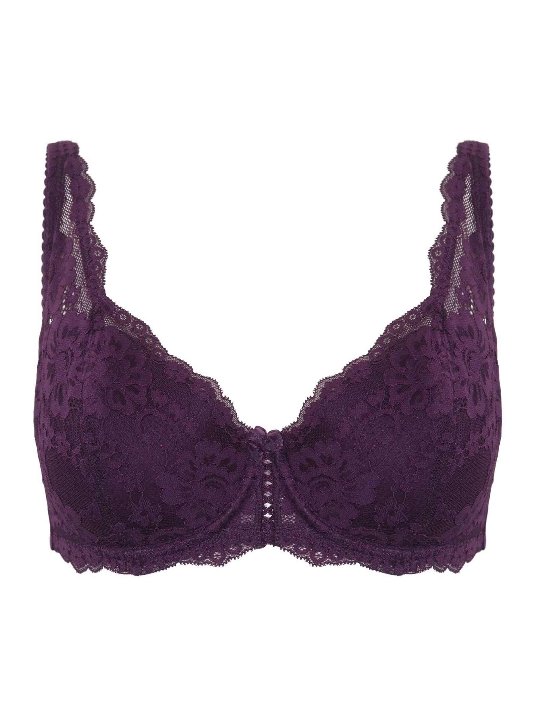 Buy Pour Moi Dark Purple Balcony Fleur Balconette Bra from Next USA