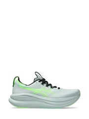 ASICS White/Green Gel Nimbus 28 Running Trainers - Image 1 of 7