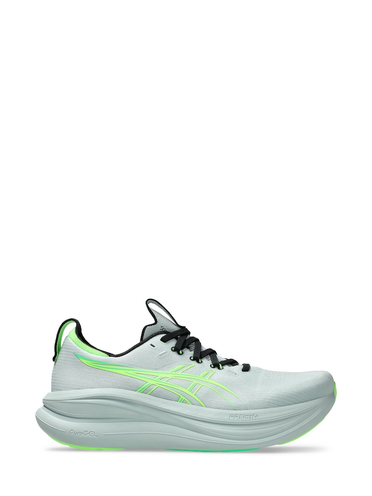 ASICS White/Green Gel Nimbus 28 Running Trainers - Image 1 of 7