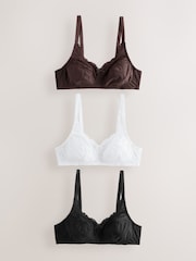 Black/White/Chocolate Nude Total Support Full Cup Lace Ultimate Comfort Bras 3 Pack - Image 1 of 6
