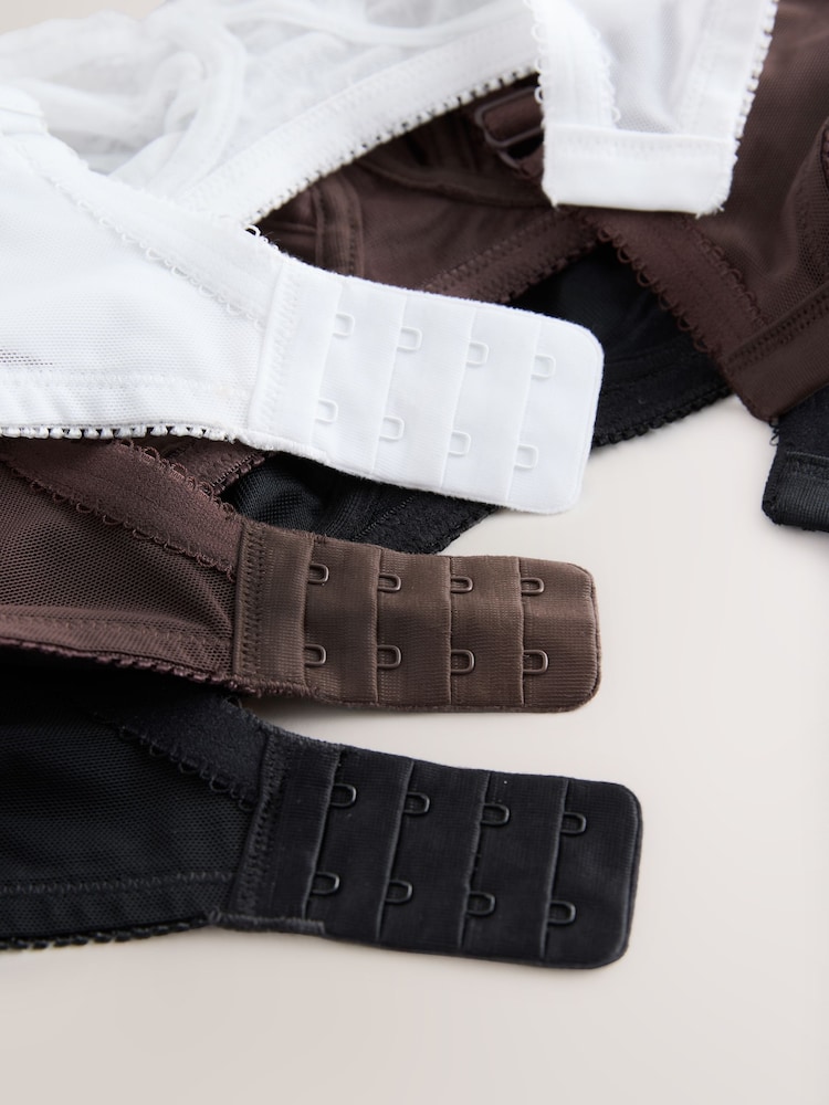 Black/White/Chocolate Nude Total Support Full Cup Lace Ultimate Comfort Bras 3 Pack - Image 10 of 10