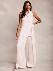 Mint Velvet Pink Pleated Wide Leg Trousers - Image 2 of 8