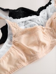 黑色/白色/杏仁裸色 - 全方位支撐全罩杯蕾絲極致舒適內衣 3 件組 - 圖片 9，共 9