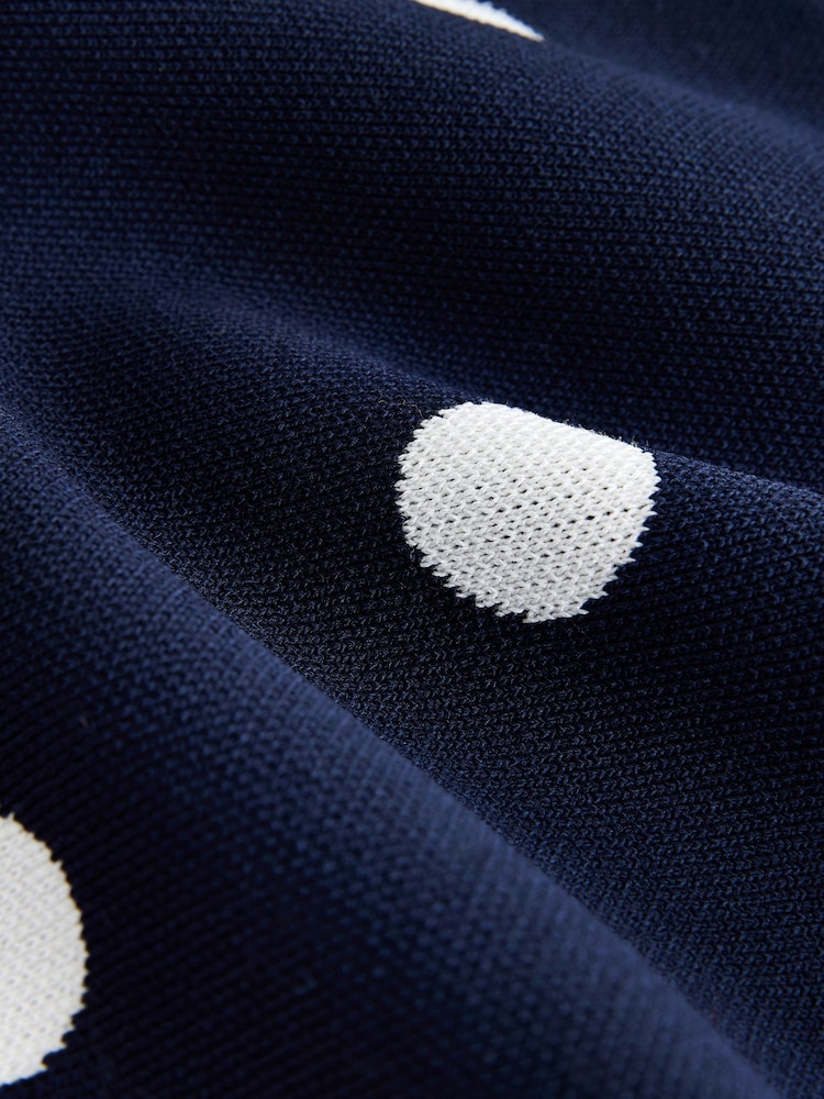 Navy Polka Dots Smart Collar Zip Up Knitted Jacket - Image 3 of 3 Navy Polka Dots Smart Collar Zip Up Knitted Jacket - Image 3 of 3
