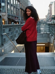 Röd tipp - Cotton Cable Knit V-Neck Jumper - Bild 2 av 7