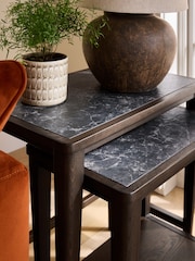 Dark Oak Brunswick Ceramic Top Nest of Tables - Image 3 of 6