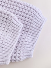 Lilac Purple Frill Collar Knitted Baby Cardigan (0mths-2yrs) - Image 4 of 5