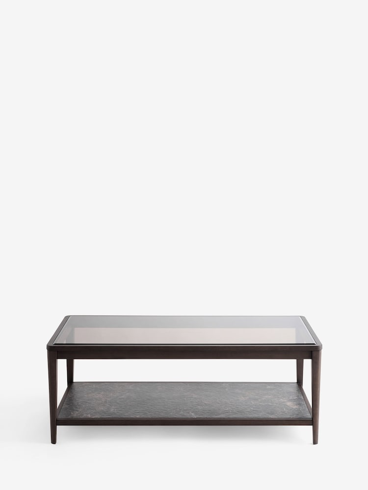 Dark Oak Brunswick Ceramic and Glass Coffee Table - Image 1 of 6