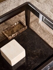 Dark Oak Brunswick Ceramic and Glass Coffee Table - Image 4 of 6