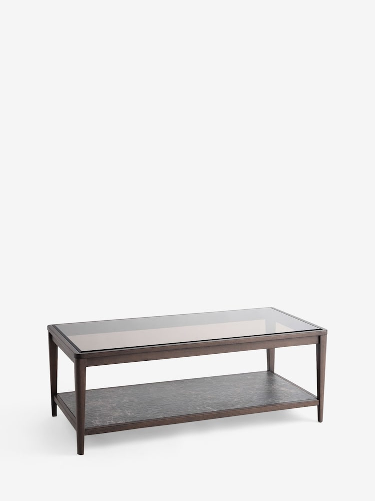Dark Oak Brunswick Ceramic and Glass Coffee Table - Image 6 of 6