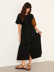 Svart - FatFace Jersey Midi-kjole - Bilde 1 av 6