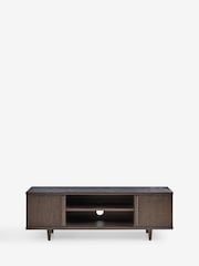 Ribbed Dark Oak Brunswick Ceramic Top Up to 55 Inch Wide TV Unit - Image 1 of 4