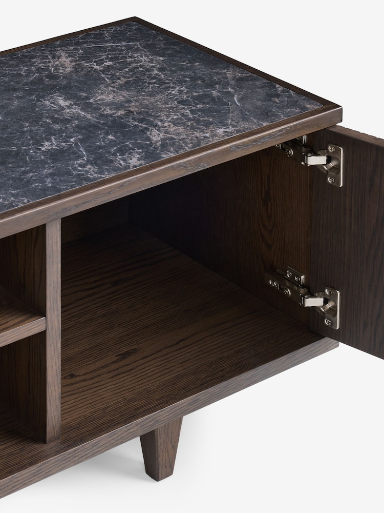 Ribbed Dark Oak Brunswick Ceramic Top Up to 55 Inch Wide TV Unit - Image 4 of 4