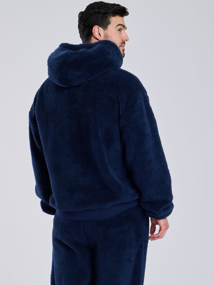 Loungeable Blue Sherpa Hooded Lounge Top - Image 2 of 5 Loungeable Blue Sherpa Hooded Lounge Top - Image 2 of 5