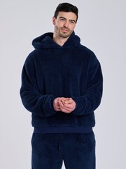 Loungeable Blue Sherpa Hooded Lounge Top - Image 4 of 5