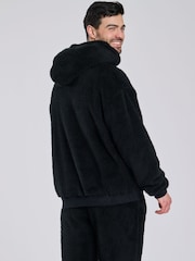 Loungeable Black Sherpa Hooded Lounge Top - Image 2 of 5