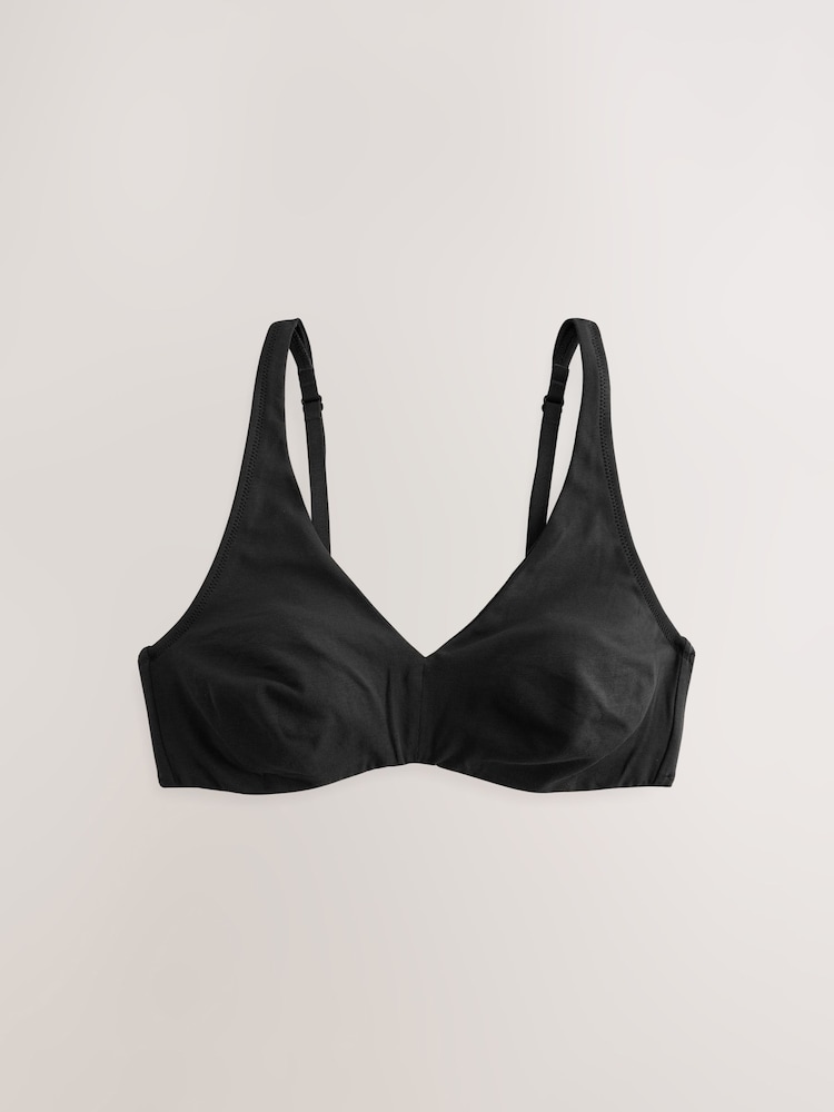 Black/White/Chocolate Nude Non Pad Non Wire Cotton Blend Ultimate Comfort Bras 3 Pack - Image 2 of 7