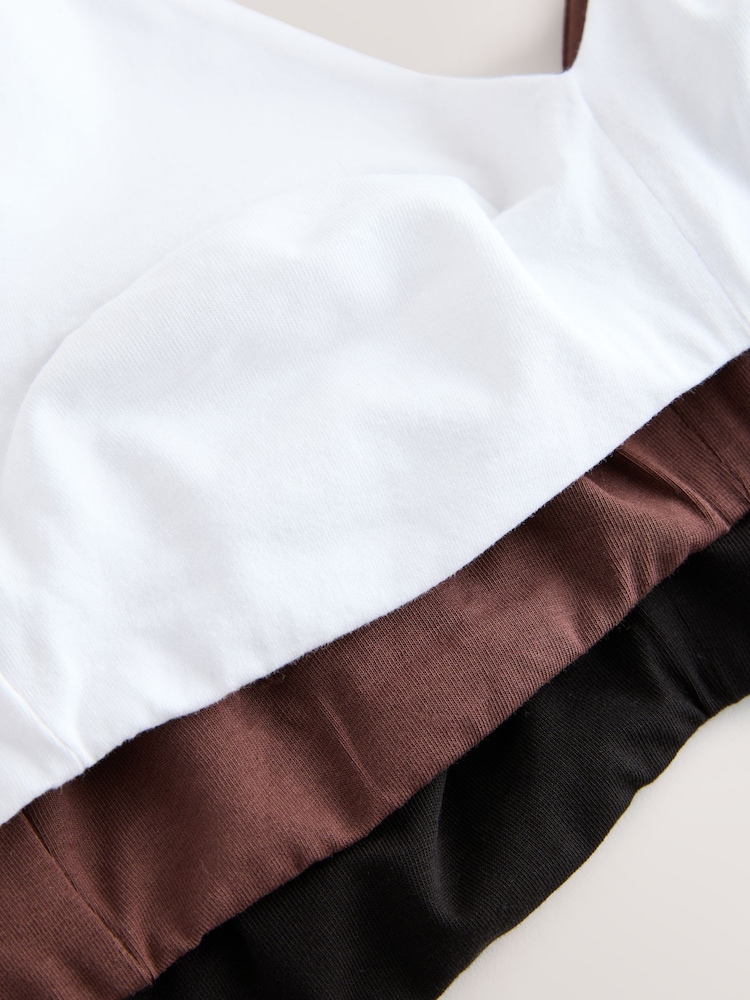 Black/White/Chocolate Nude Non Pad Non Wire Cotton Blend Ultimate Comfort Bras 3 Pack - Image 7 of 7