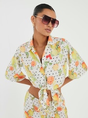 River Island White Fruit Print Beach Top - Image 1 of 4