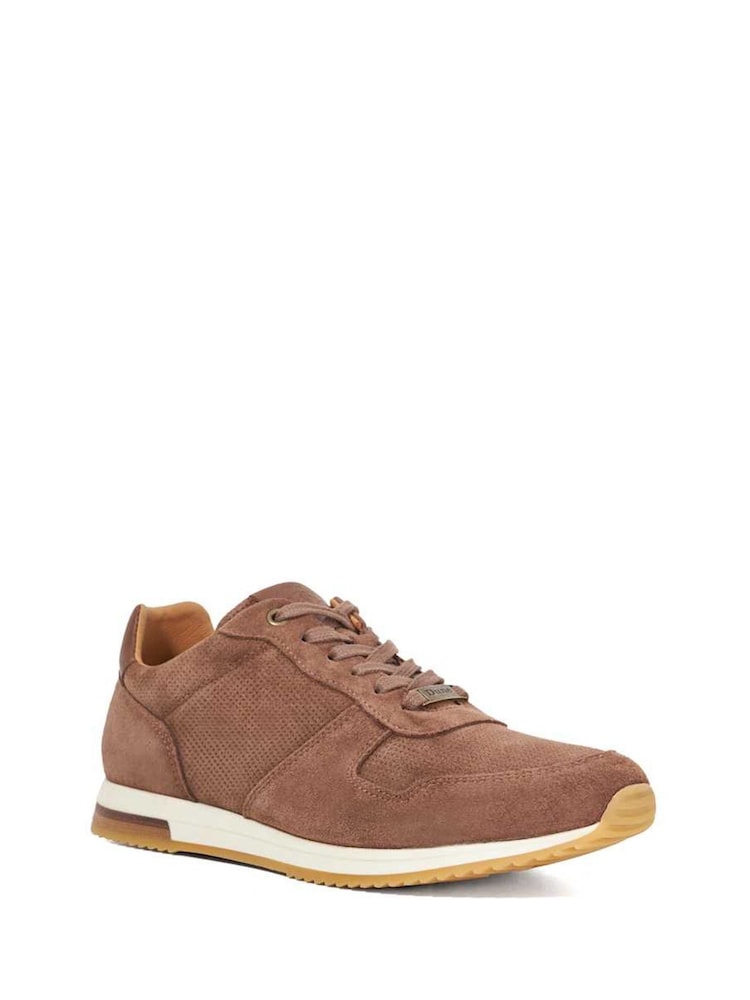 Dune London Brown Trilogy Perforated Runner Trainers - Image 2 of 5