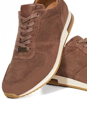 Dune London Brown Trilogy Perforated Runner Trainers - Image 5 of 5