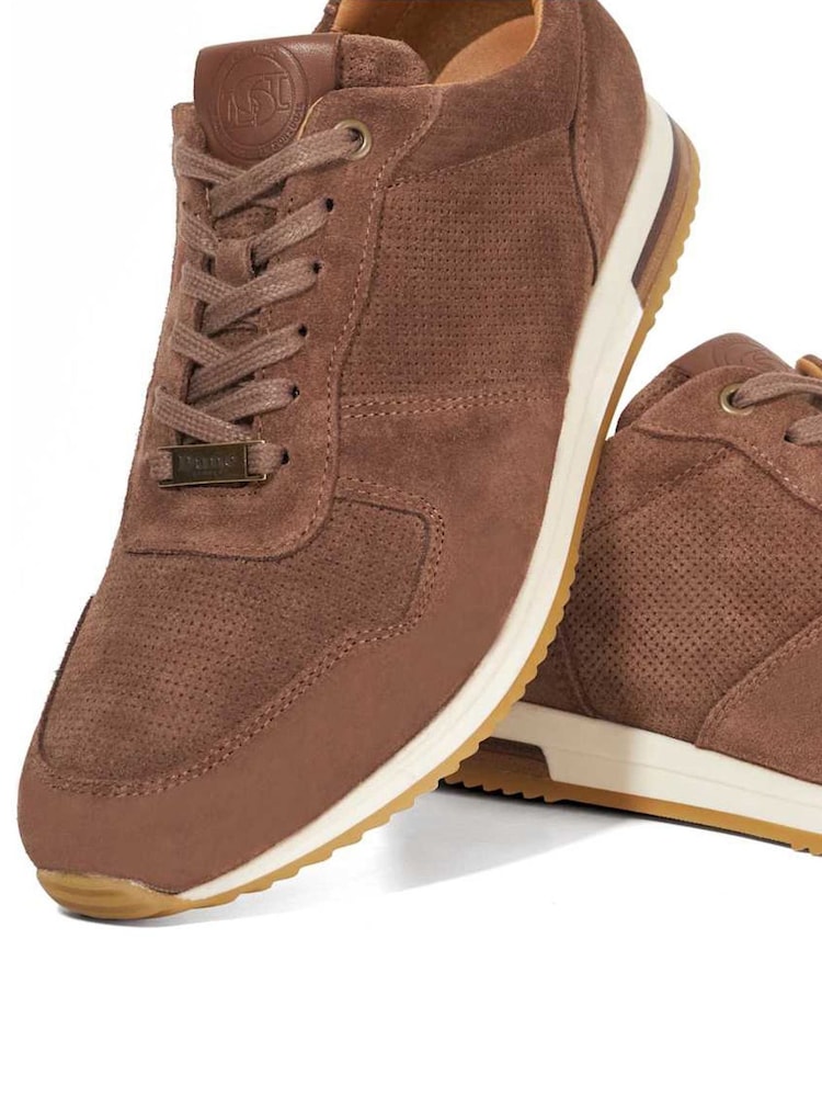 Dune London Brown Trilogy Perforated Runner Trainers - Image 5 of 5