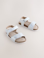 Silver Wide Fit (G) Touch Fastening Corkbed Sandals - Image 1 of 5