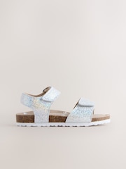 Silver Wide Fit (G) Touch Fastening Corkbed Sandals - Image 2 of 5