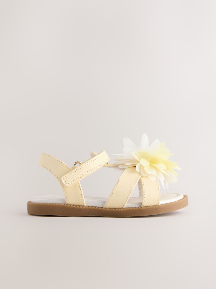 Lemon Yellow Flower Corsage Sandals - Image 2 of 5 Lemon Yellow Flower Corsage Sandals - Image 2 of 5