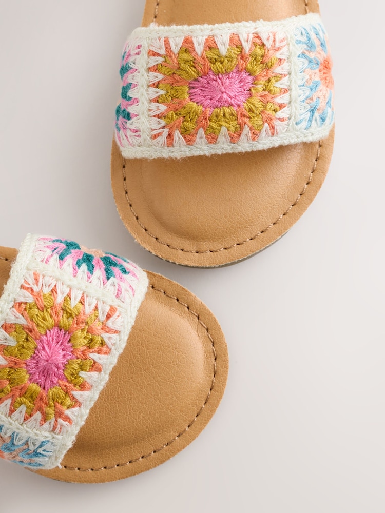 Multi Ecru Crochet Touch Fastening Sandals - Image 5 of 5