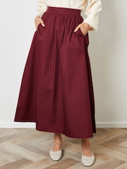 Threadbare Red Midi Skirt with Pockets - Image 3 of 4