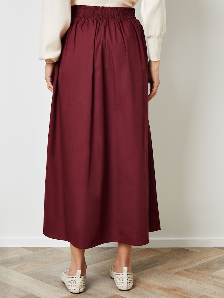 Threadbare Red Midi Skirt with Pockets - Image 4 of 4