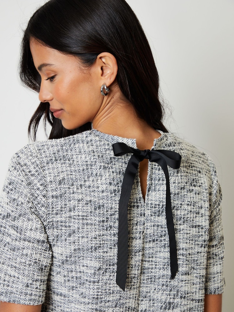 Threadbare Black Bouclé Short Sleeve Swing Mini Dress - Image 5 of 5 Threadbare Black Bouclé Short Sleeve Swing Mini Dress - Image 5 of 5