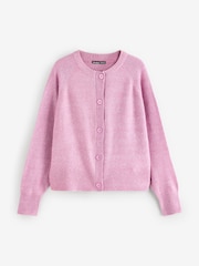 Threadbare Pink Crew Neck Structured Knitted Cardigan - Image 1 of 1