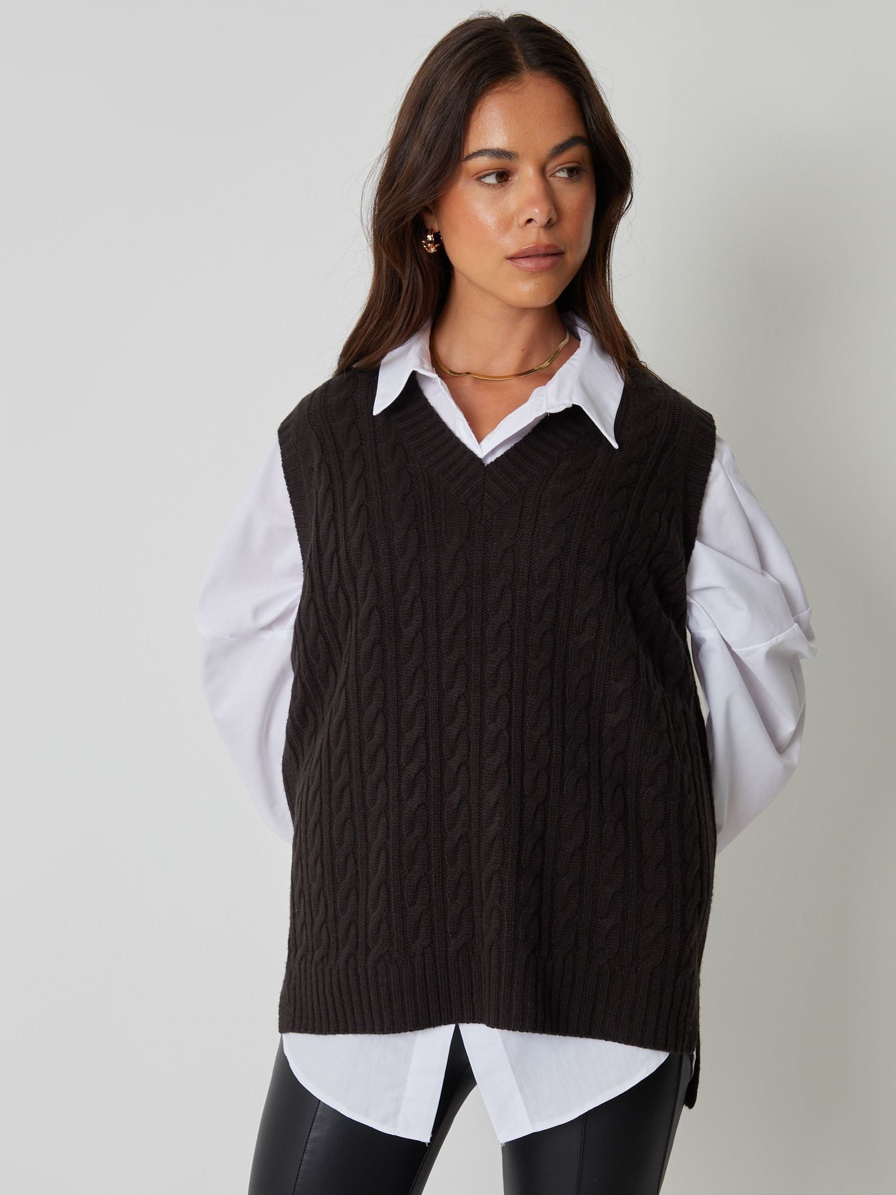 Buy Threadbare Black Cable Knit Vest from Next New Zealand