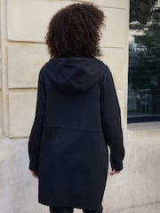 Threadbare Black Mid Length Hooded Mac - Image 2 of 4