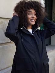 Threadbare Black Mid Length Hooded Mac - Image 3 of 4