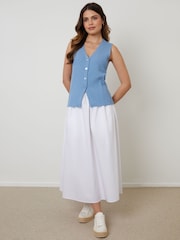 Threadbare Blue Threadbare Pointelle Knit Button Up Waistcoat Vest - Image 3 of 5