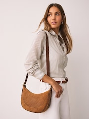 Tan Brown Suede Sling Bag - Image 1 of 9
