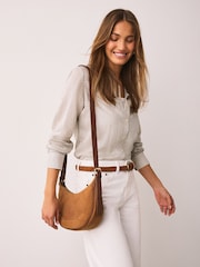 Tan Brown Suede Sling Bag - Image 2 of 9