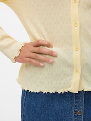 VERO MODA Yellow Long Sleeve Pointelle Cardigan - Image 4 of 5