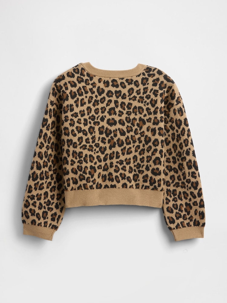 Gap Brown Leopard Cardigan Sweatshirt (6mths-5yrs) (6mths-5yrs) - Image 3 of 3